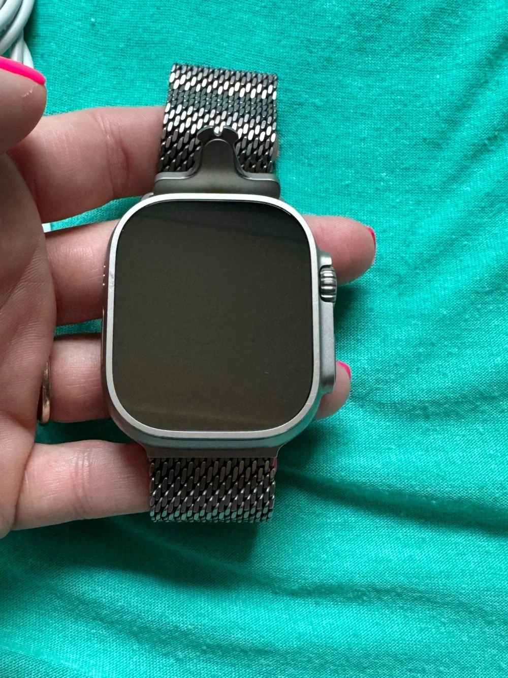 Apple Silver Smartwatch with Stainless Steel Mesh Band
